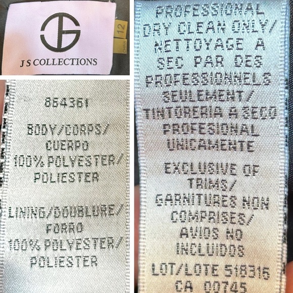 JS Collections Mermaid Black Dress, V-Neck & Shimmery Silver Florals, Large (12) - Picture 15 of 16